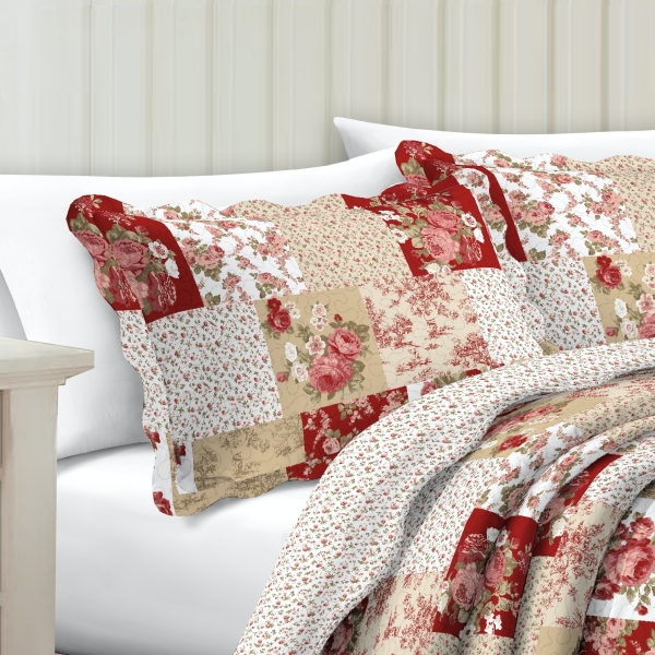 Přehoz na dvoulůžko+2 polštáře,červená růže