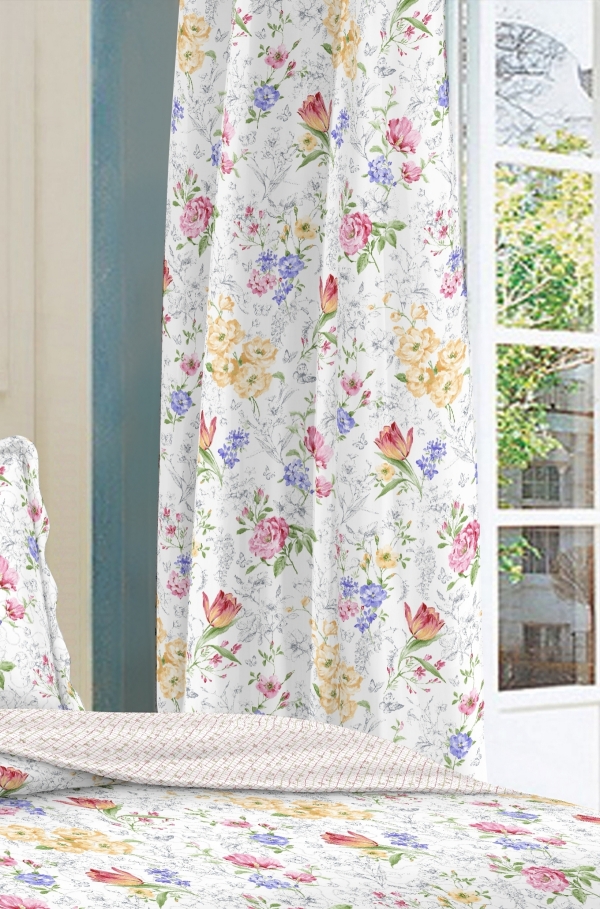 Přehoz na dvoulůžko+2 polštáře,rozkvetlá zahrada