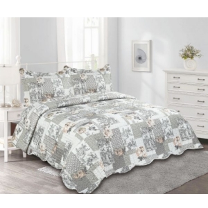 Přehoz na dvoulůžko+2 polštáře,šedý patchwork