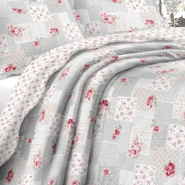 Přehoz na dvoulůžko+2 polštáře,šedý 