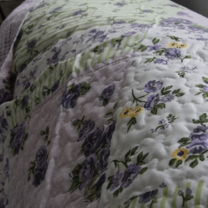 Přehoz na dvoulůžko a 2ks povlaky na polštáře fialový 250x230cm