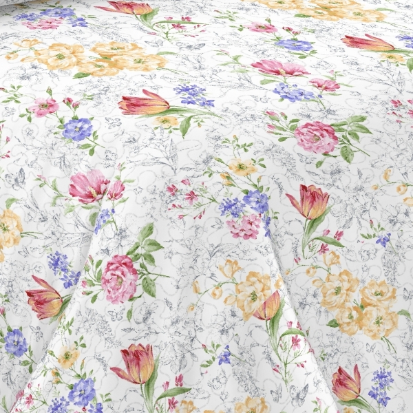 Přehoz na jednolůžko+1 polštář, rozkvetlá zahrada