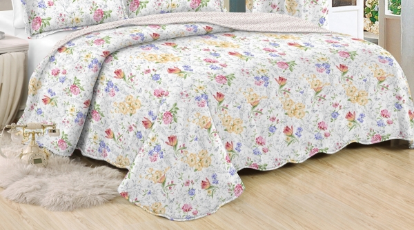 Přehoz na jednolůžko+1 polštář, rozkvetlá zahrada