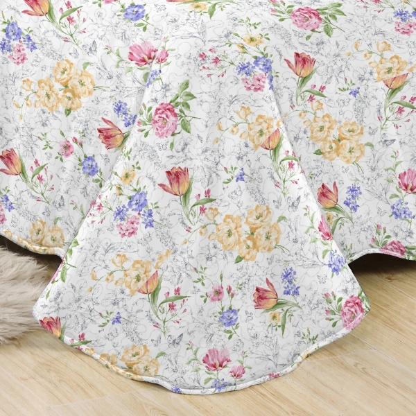 Přehoz na jednolůžko+1 polštář, rozkvetlá zahrada