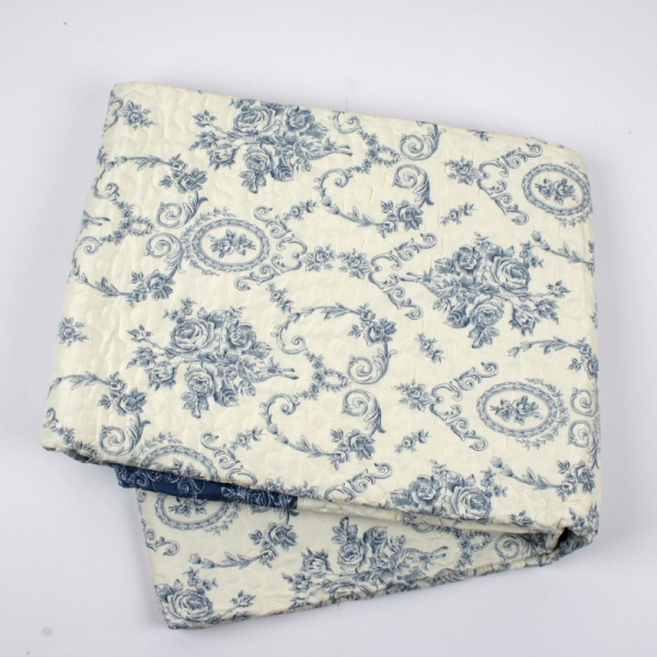 Přehoz na postel modré květy 140x220cm