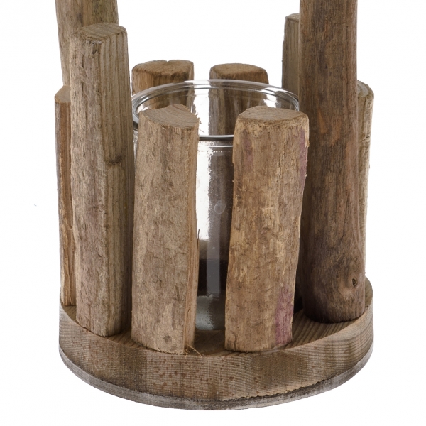 Přírodní svícen se sklem natur