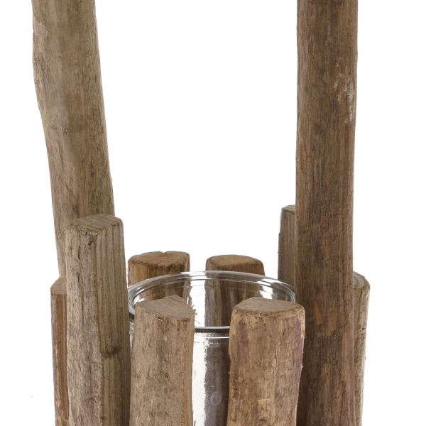 Přírodní svícen se sklem natur