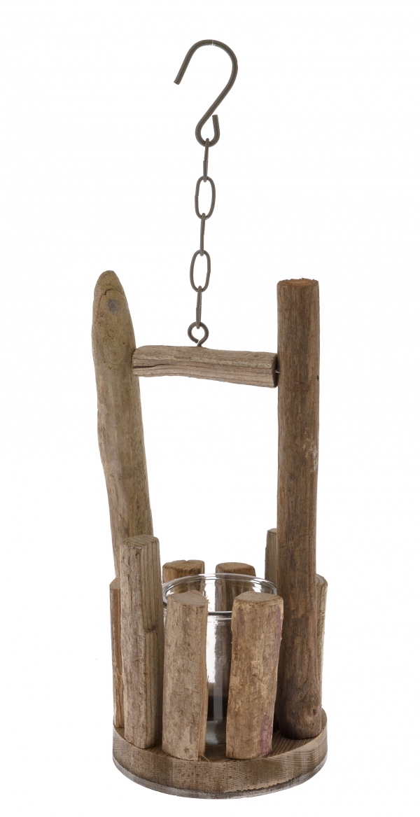 Přírodní svícen se sklem natur