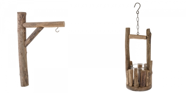 Přírodní svícen se sklem natur