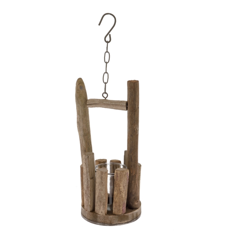 Přírodní svícen se sklem natur