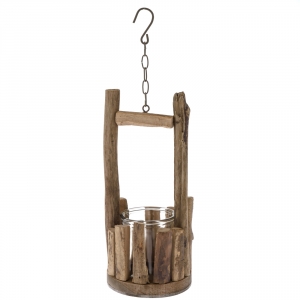 Přírodní svícen se sklem 