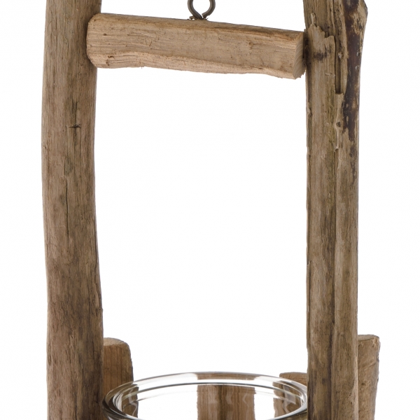 Přírodní svícen se sklem 