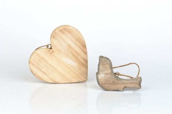 Přízdoba ptáček dřevěný šedý