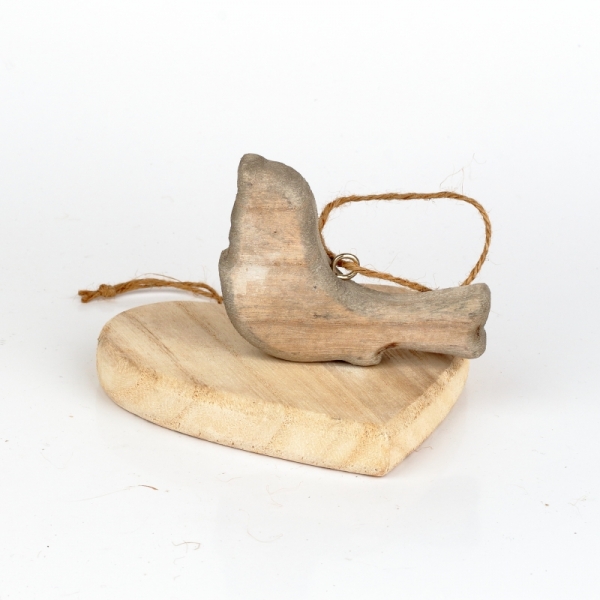 Přízdoba ptáček dřevěný šedý