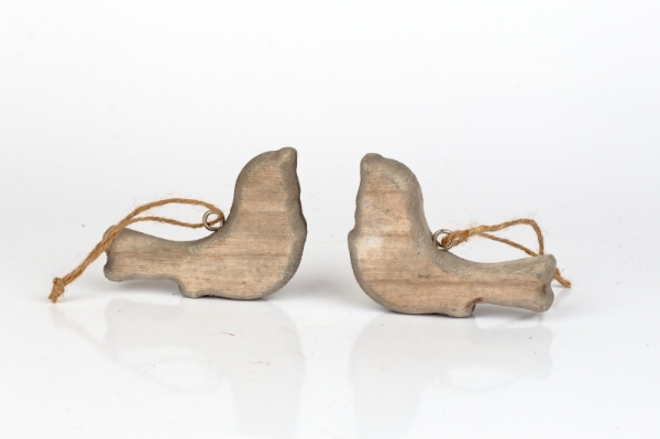 Přízdoba ptáček dřevěný šedý