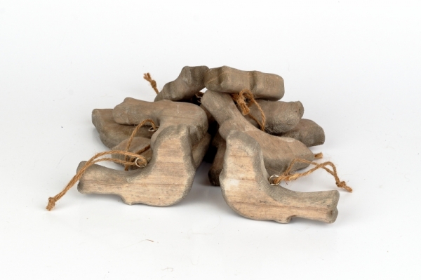 Přízdoba ptáček dřevěný šedý