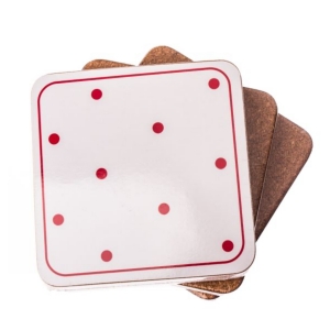 Prostírání na stůl bílé s puntíky sada 6ks 10×10×0,5cm