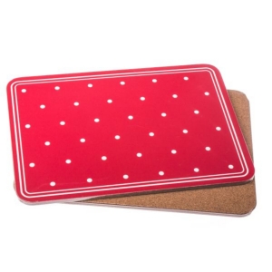 Prostírání na stůl červené s puntíky sada 2ks 29×21×0,5cm