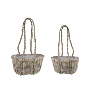 Proutěné koše na květiny s lanem sada 2ks