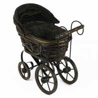 Proutěný kočárek pro panenky 38x20x32cm