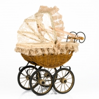 Proutěný kočárek pro panenky 38x20x35cm