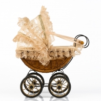 Proutěný kočárek pro panenky 39x20x34cm