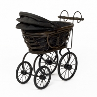 Proutěný kočárek pro panenky 47x21x39cm
