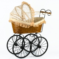 Proutěný kočárek pro panenky 56x28x50cm