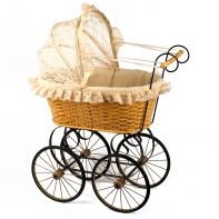 Proutěný kočárek pro panenky 72x30x57cm