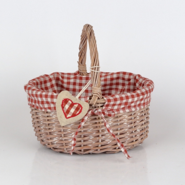 Proutěný koš červený 26x19x13cm