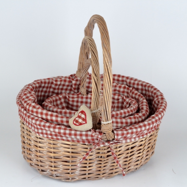 Proutěný koš červený 35x25x16cm