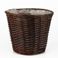 Proutěný koš kulatý hnědý střední