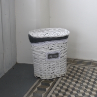 Proutěný koš na prádlo s šedou látkou 40cm