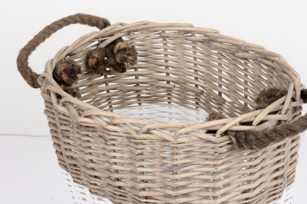 Proutěný koš oválný dvoubarevný 36x30x35cm