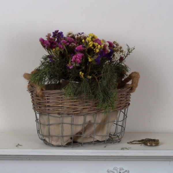 Proutěný koš s látkou 30x16x20cm