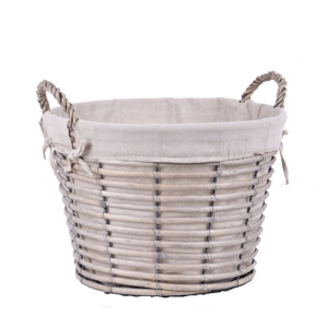 Proutěný koš s látkou kulatý 39x28cm