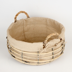 Proutěný koš s látkou kulatý největší 39cm