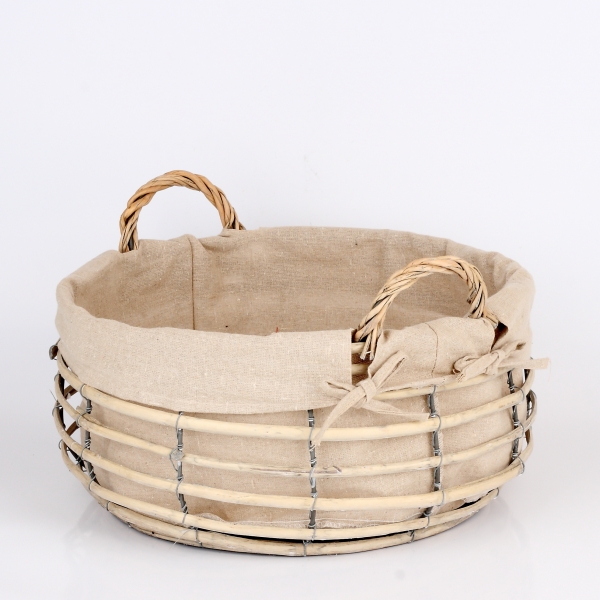Proutěný koš s látkou kulatý největší 39cm