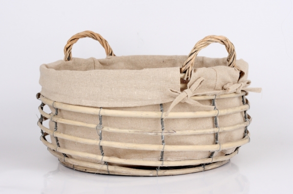 Proutěný koš s látkou kulatý největší 39cm
