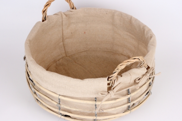 Proutěný koš s látkou kulatý největší 39cm