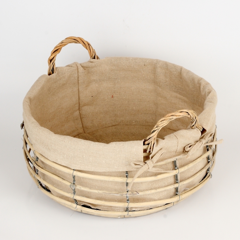 Proutěný koš s látkou kulatý největší 39cm
