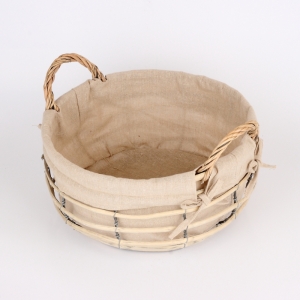 Proutěný koš s látkou kulatý střední