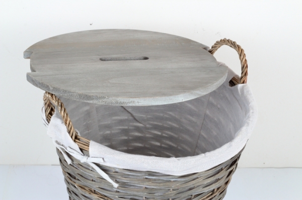 Proutěný koš s látkovým potahem 47x45x61cm