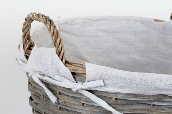 Proutěný koš s látkovým potahem 47x45x61cm