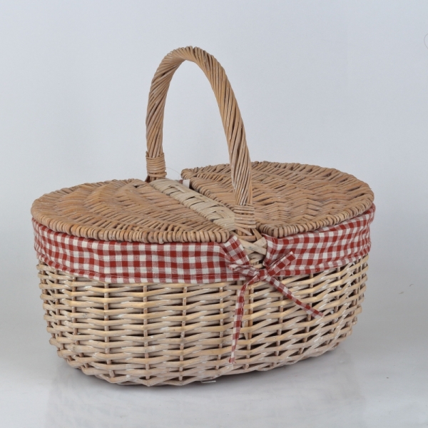 Proutěný koš s poklopem 42x36cm