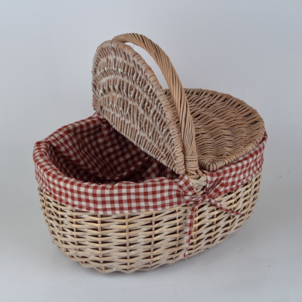 Proutěný koš s poklopem 42x36cm