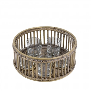 Proutěný kulatý svícen na 6 svíček 35x15cm