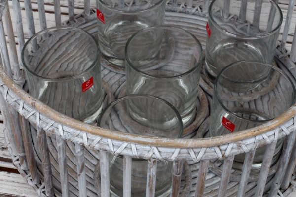 Proutěný kulatý svícen na 6 svíček 35x15cm