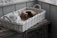 Proutěný podnos bílý s uchem (set 2ks)