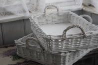 Proutěný podnos bílý s uchem (set 2ks)